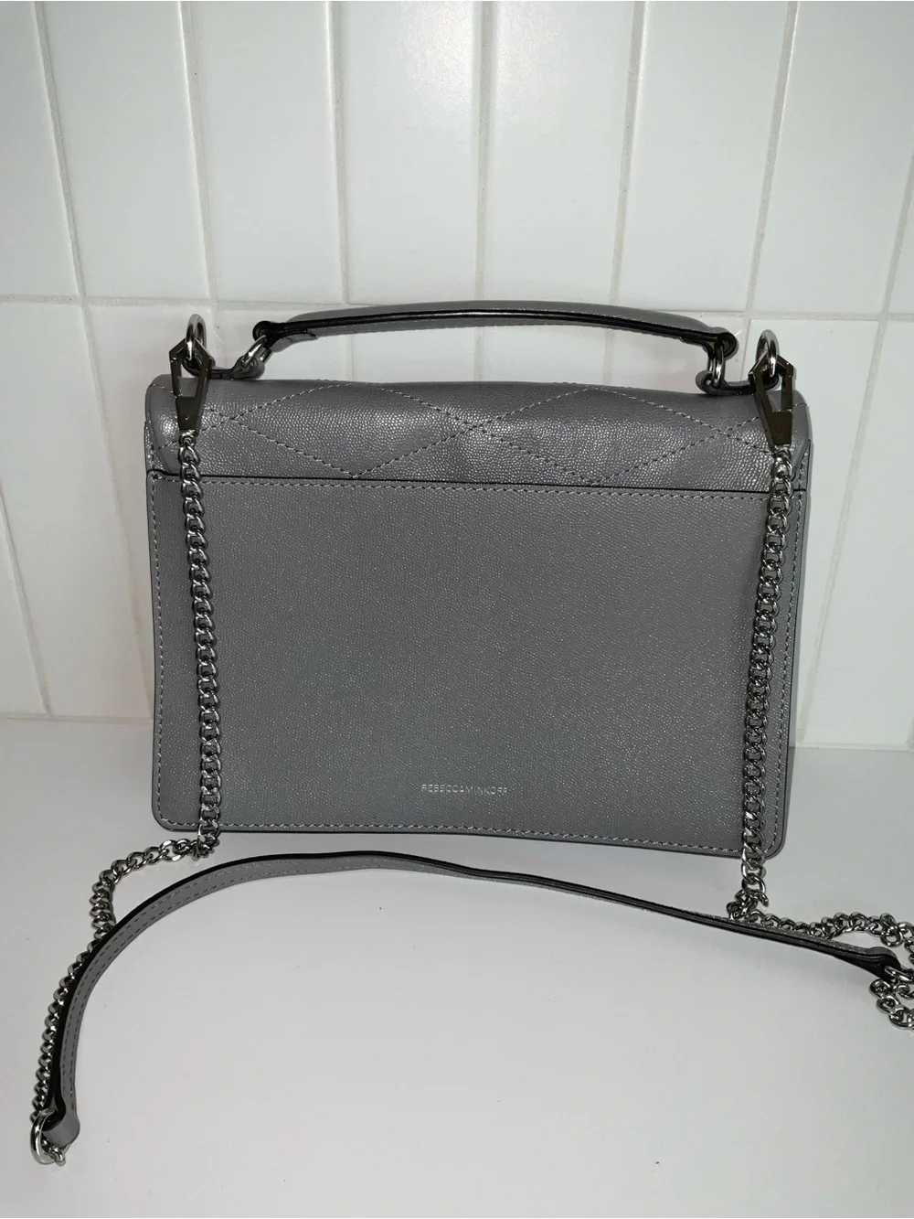 Rebecca Minkoff Quilted Gray Top-Handle Crossbody